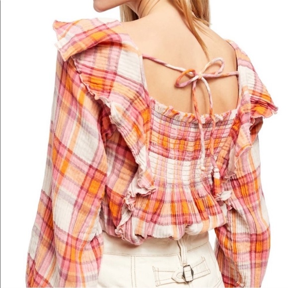 FREE PEOPLE PLAID PULLOVER TEA COMBO - Picture 2 of 7